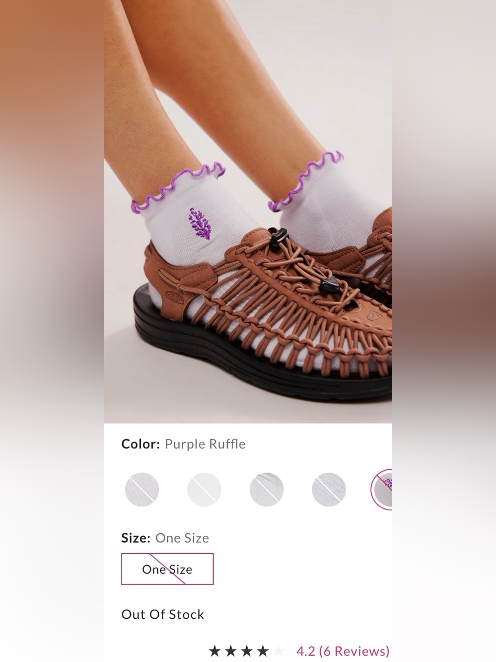 FP Movement by Free People ~ Super Surge Ruffled Socks ~ Purple Ruffle Rim ~ NWT - Picture 2 of 6